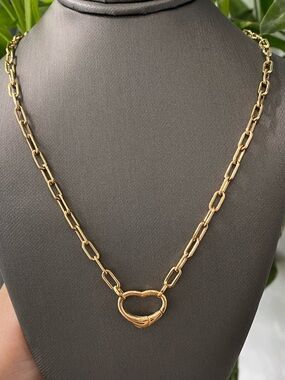 14K Yellow Gold Paperclip Heart Necklace